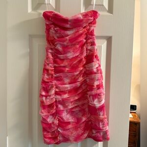 Superdown Pink Tie-Dye Strapless Dress NWT